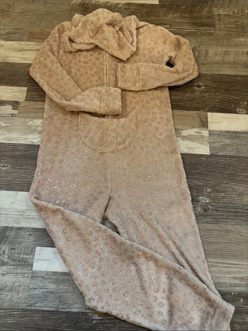 Justice Sparkle Plush Hooded pajamas One-Piece